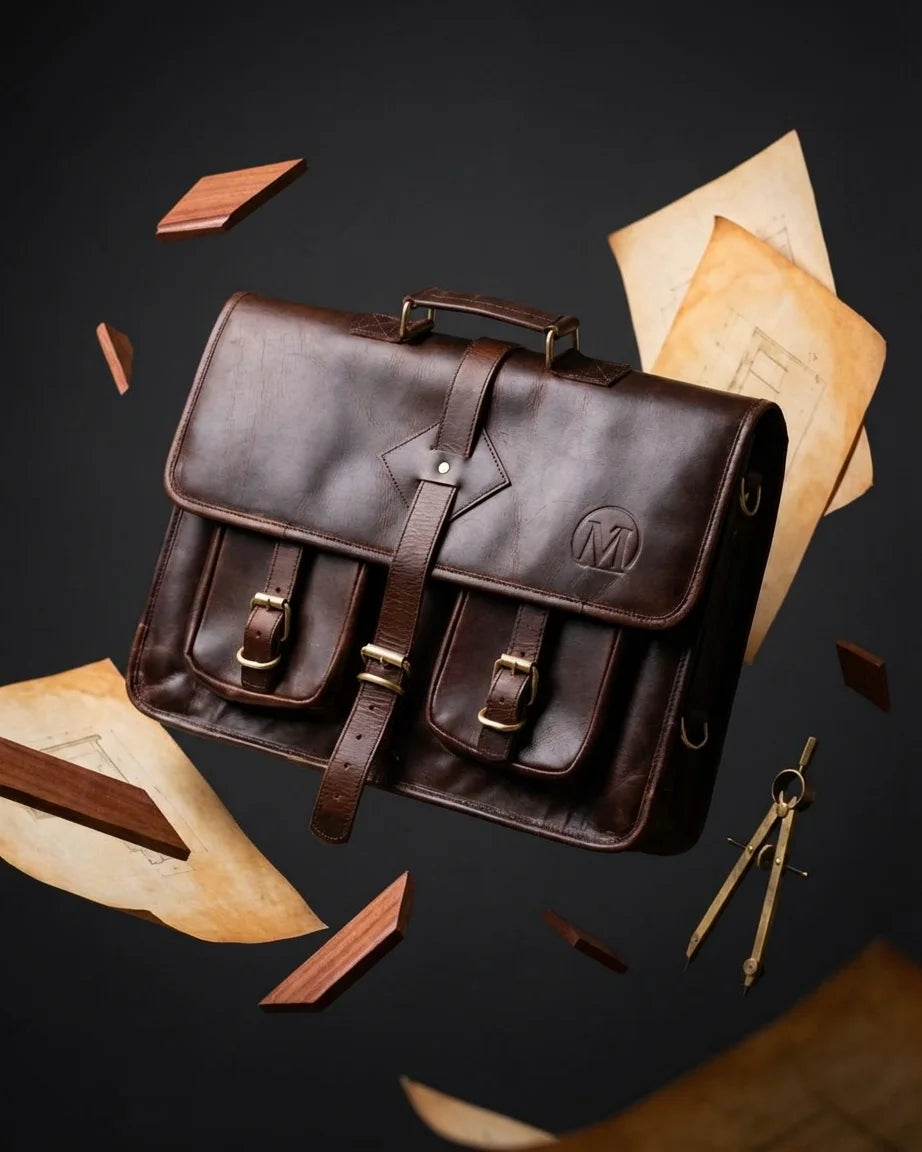 MESSENGER BAG DOUBLE POCKET- 10×17 BROWN (1)