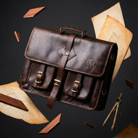 MESSENGER BAG DOUBLE POCKET- 10×17 BROWN (1)