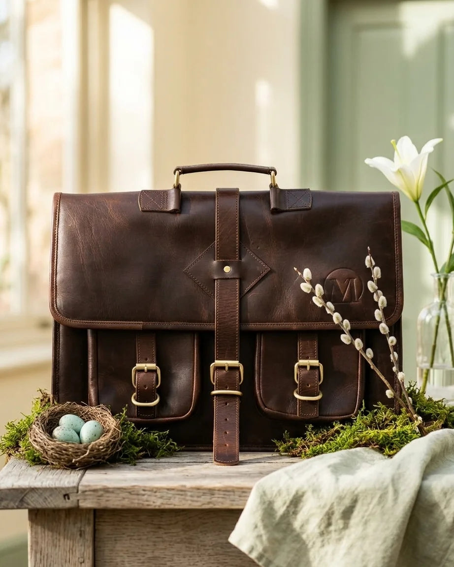 MESSENGER BAG DOUBLE POCKET- 10×17 BROWN