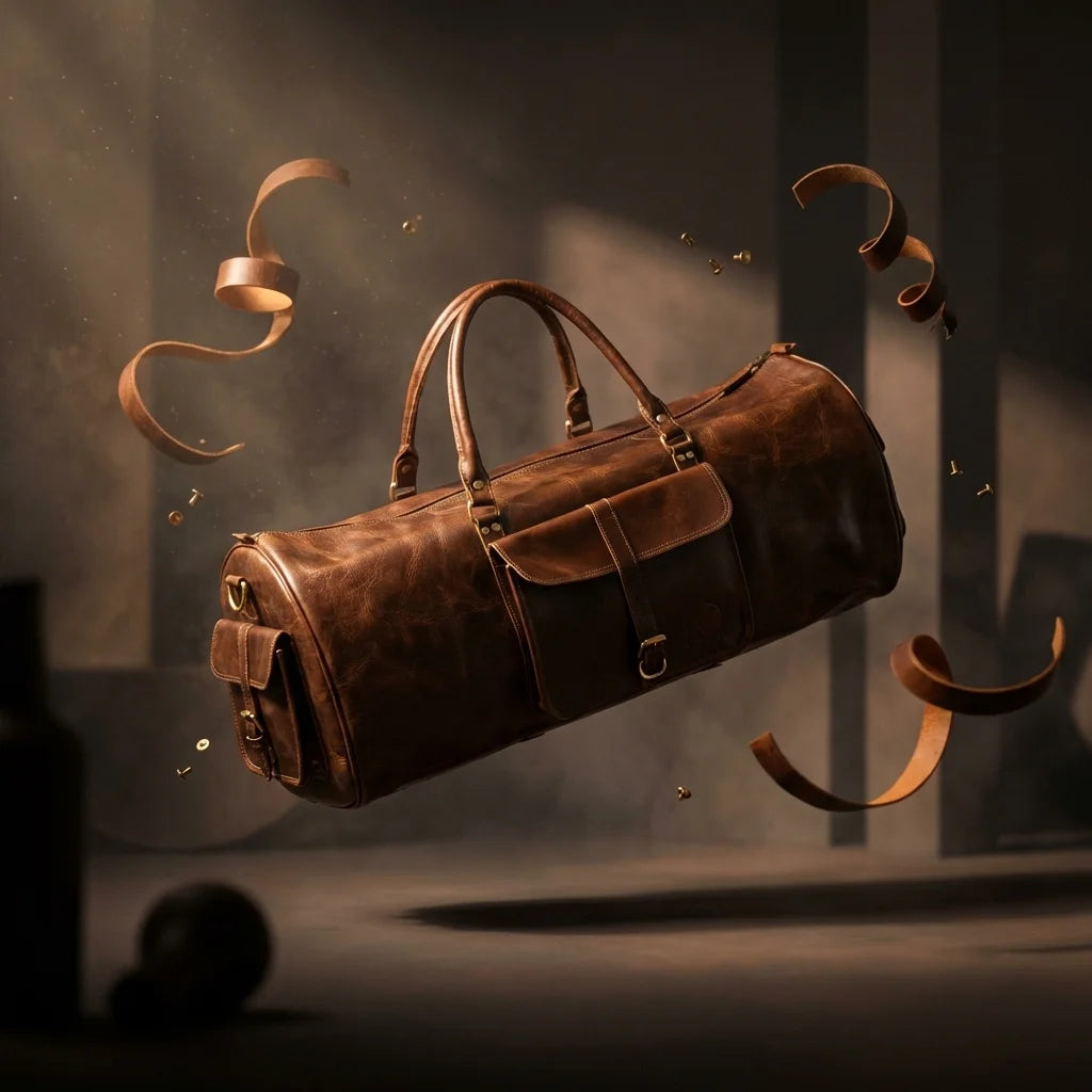DUFFLE BAG ROUND – 24 INCH BROWN (2)