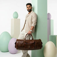 DUFFLE BAG ROUND – 24 INCH BROWN (4)