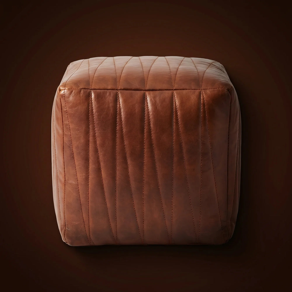 MAD LEATHER Strata Quilted Unfilled Pouf Cover