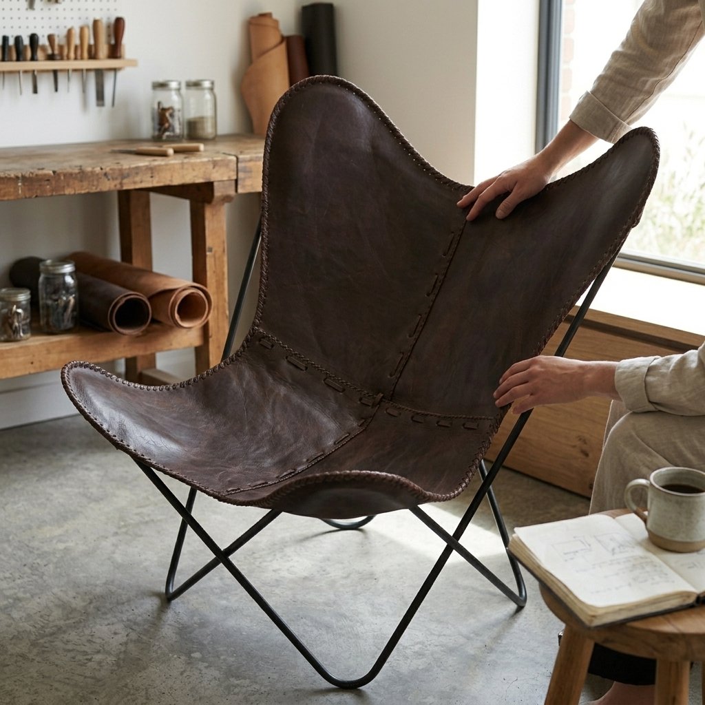 MAD LEATHER Saddlewing Folding Butterfly Chair