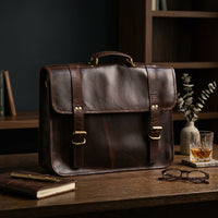 MAD LEATHER Regent Double-Buckle Briefcase