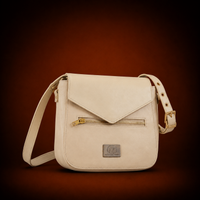 MAD LEATHER Women's Waist Bag 21x19x7 cm - Top Grain Leather - Cream / Brown