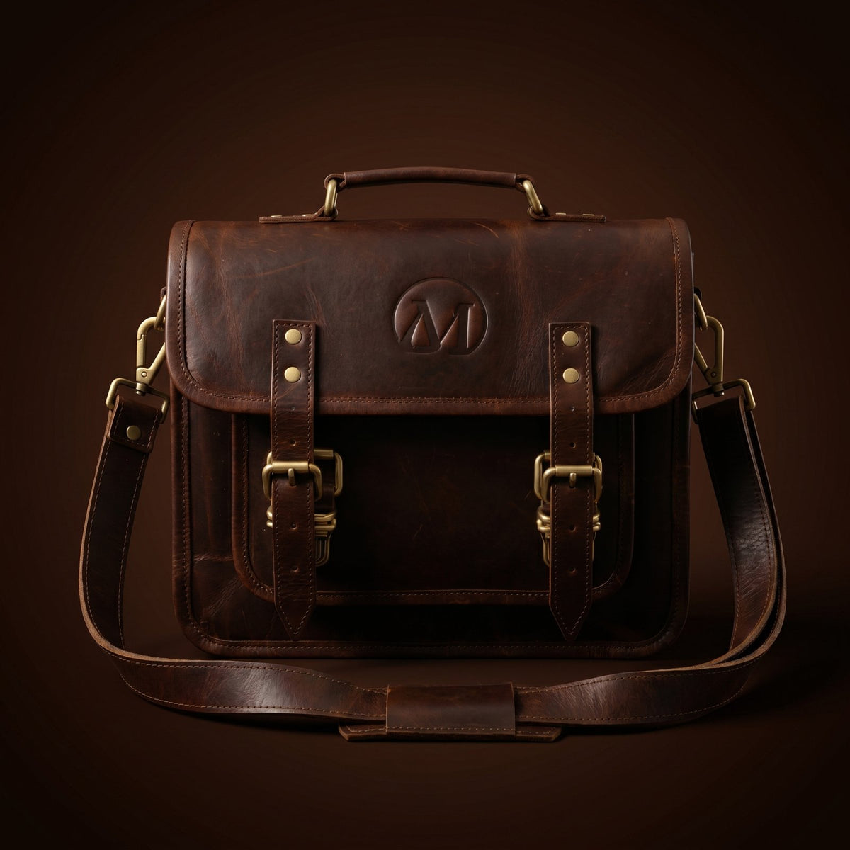 MAD LEATHER Atlas Crossbody Messenger Full Grain Leather messenger bag product view, 9 × 11 in